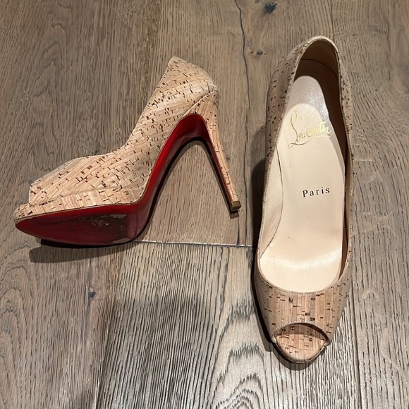 Christian Louboutin peep toe cork heels size 36 - Picture 2 of 6